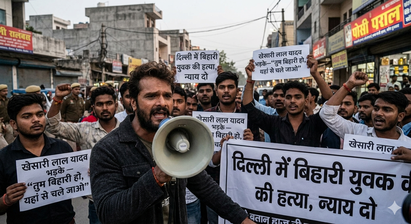 दिल्ली में बिहारी युवक की गोली मारकर हत्या पर बवाल, खेसारी लाल यादव भड़के — “तुम बिहारी हो, यहां से चले जाओ”