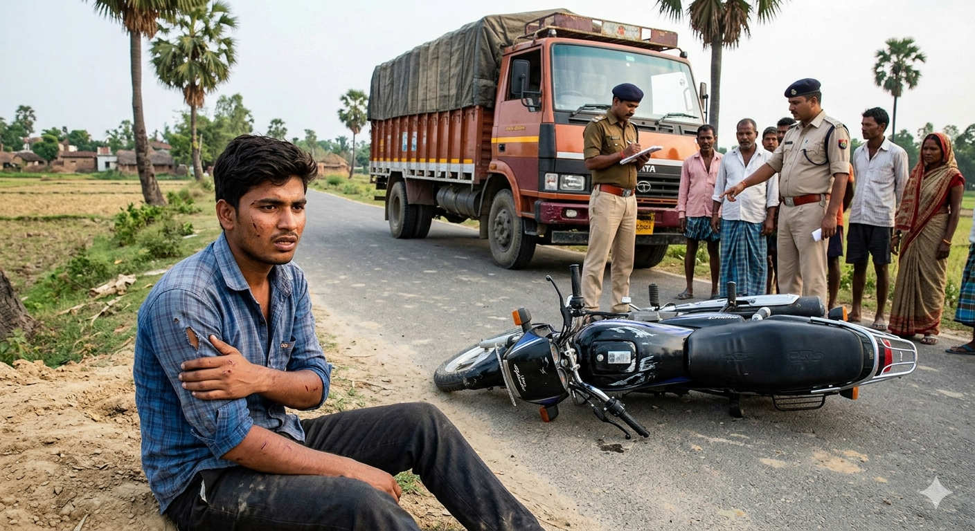 मुंगेर में भीषण सड़क हादसा, ट्रक की टक्कर से महिला की मौत; भांजा गंभीर घायल