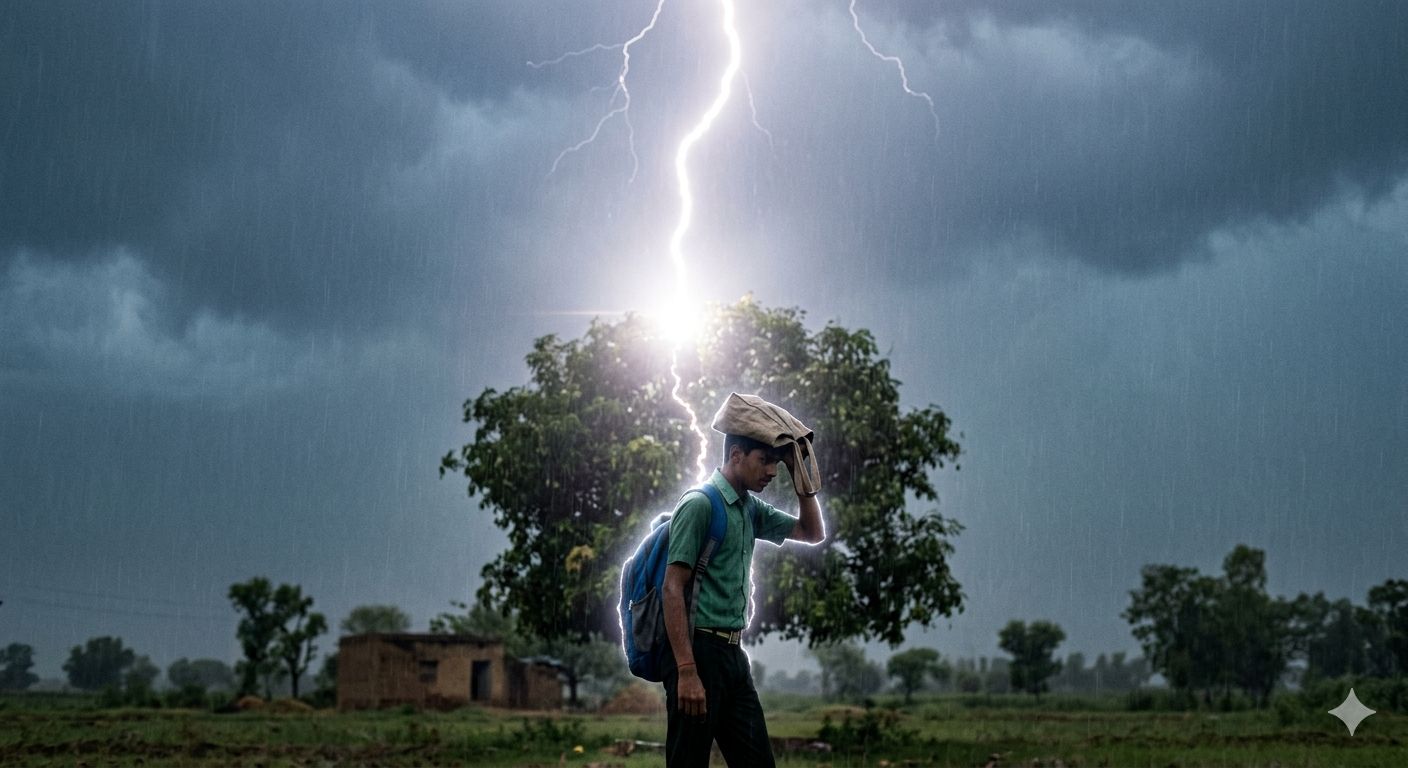 बारिश से बचने के लिए पेड़ के नीचे खड़े छात्र की वज्रपात से मौत, परिवार में मचा कोहराम
