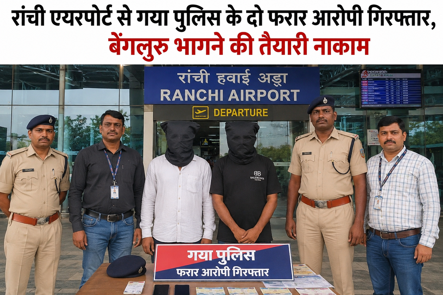 रांची एयरपोर्ट से गया पुलिस के दो फरार आरोपी गिरफ्तार, बेंगलुरु भागने की तैयारी नाकाम