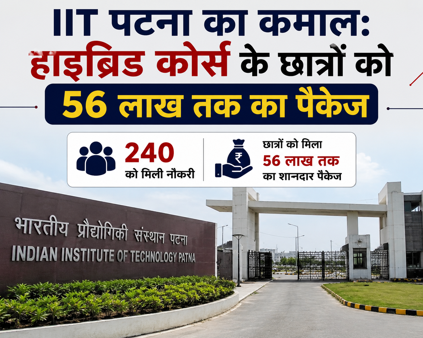 IIT पटना का कमाल: हाइब्रिड कोर्स के छात्रों को 56 लाख तक का पैकेज, 240 को मिली नौकरी