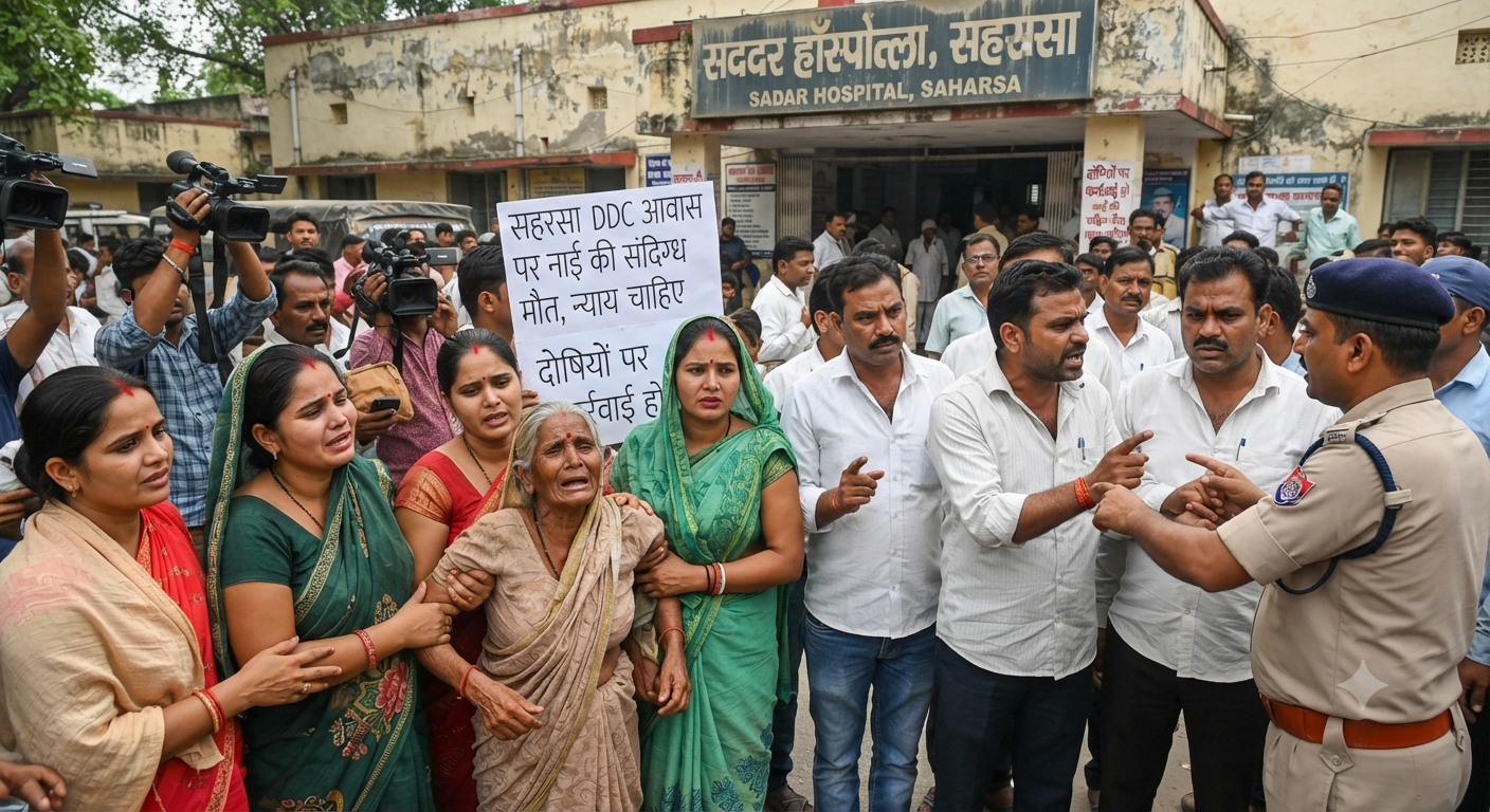 सहरसा DDC आवास पर बुलाए गए नाई की संदिग्ध मौत, सदर अस्पताल में मृत मिलने से मचा हड़कंप; परिजनों ने उठाए गंभीर सवाल