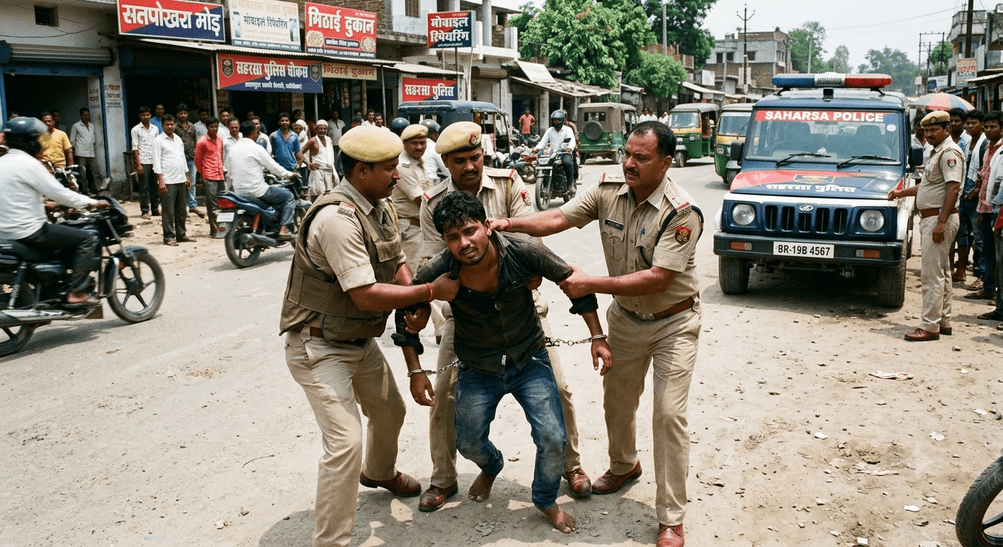 सहरसा कोर्ट परिसर से पुलिस हिरासत से भागा आरोपी, आधे घंटे की मशक्कत के बाद सतपोखरा के पास फिर गिरफ्तार