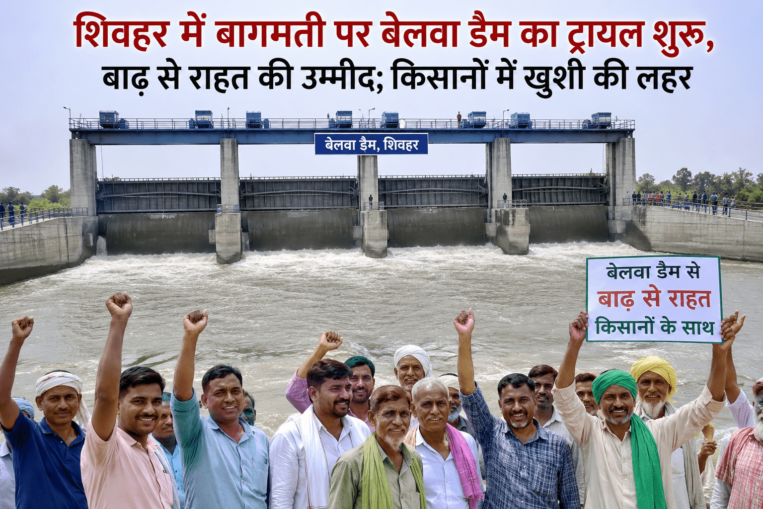 शिवहर में बागमती पर बेलवा डैम का ट्रायल शुरू, बाढ़ से राहत की उम्मीद; किसानों में खुशी की लहर
