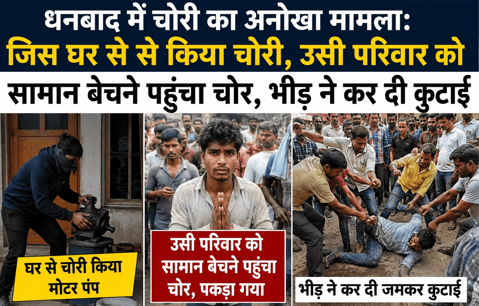 धनबाद में चोरी का अनोखा मामला: जिस घर से से किया चोरी, उसी परिवार को सामान बेचने पहुंचा चोर, भीड़ ने कर दी कुटाई