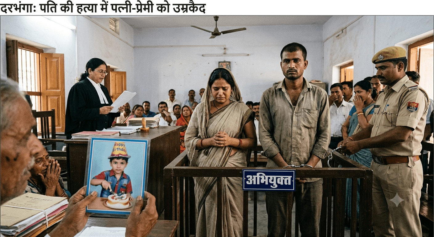 दरभंगा में पति की हत्या के मामले में पत्नी और प्रेमी को उम्रकैद, बेटे के जन्मदिन पर वारदात