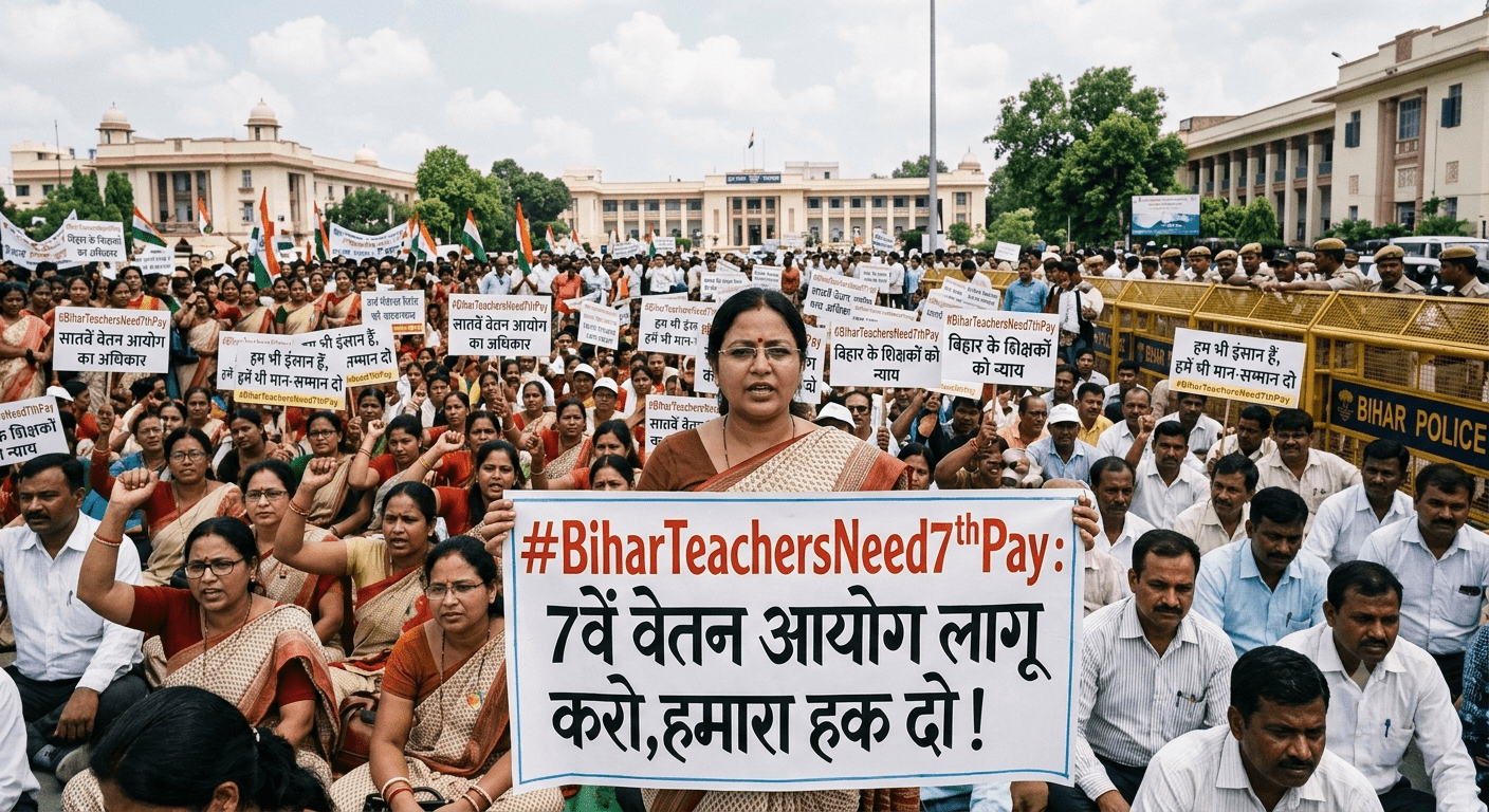 बिहार में शिक्षकों का डिजिटल आंदोलन, #BiharTeachersNeed7thPay से उठी 7वें वेतन आयोग की मांग