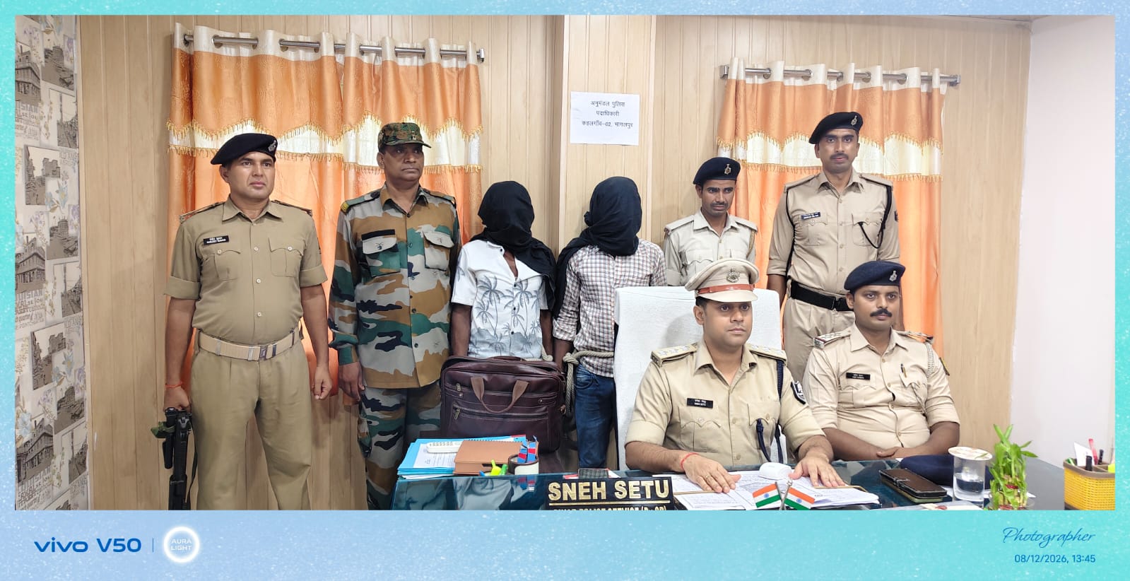 शिवनारायणपुर में हथियार के साथ दो अपराधी गिरफ्तार, देसी कट्टा और 30 जिंदा कारतूस बरामद