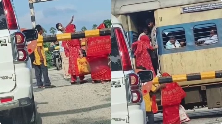 फोन पर इशारा… रेलवे फाटक पर रुक गई ट्रेन! यात्रियों के चढ़ने का वीडियो वायरल, रेलवे की कार्यप्रणाली पर उठे सवाल