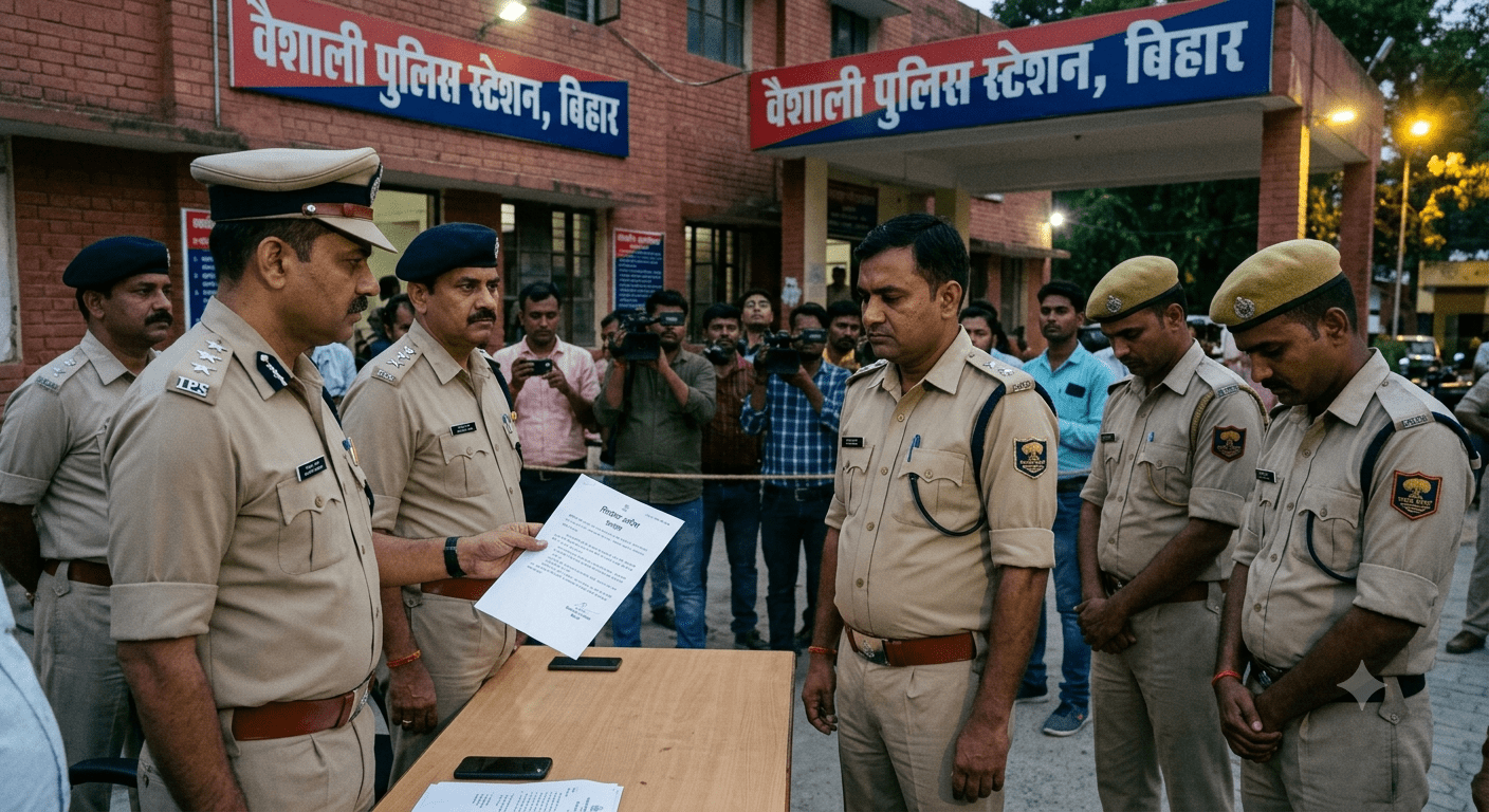 वैशाली में बड़ी कार्रवाई, थानाध्यक्ष समेत तीन पुलिसकर्मी निलंबित
