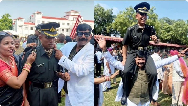 पिता ने बेटे को दी सलामी, अधूरा सपना हुआ पूरा: नायब सूबेदार के बेटे निखिल बने सेना अधिकारी, भावुक हुआ परिवार