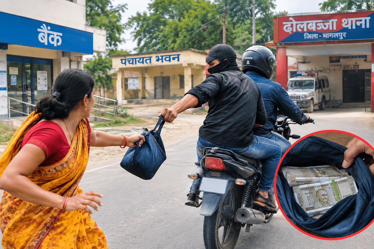 ढोलबज्जा में बैंक से रुपये निकालकर लौट रही महिला से 50 हजार की छिनतई, 72 घंटे बाद भी पुलिस के हाथ खाली