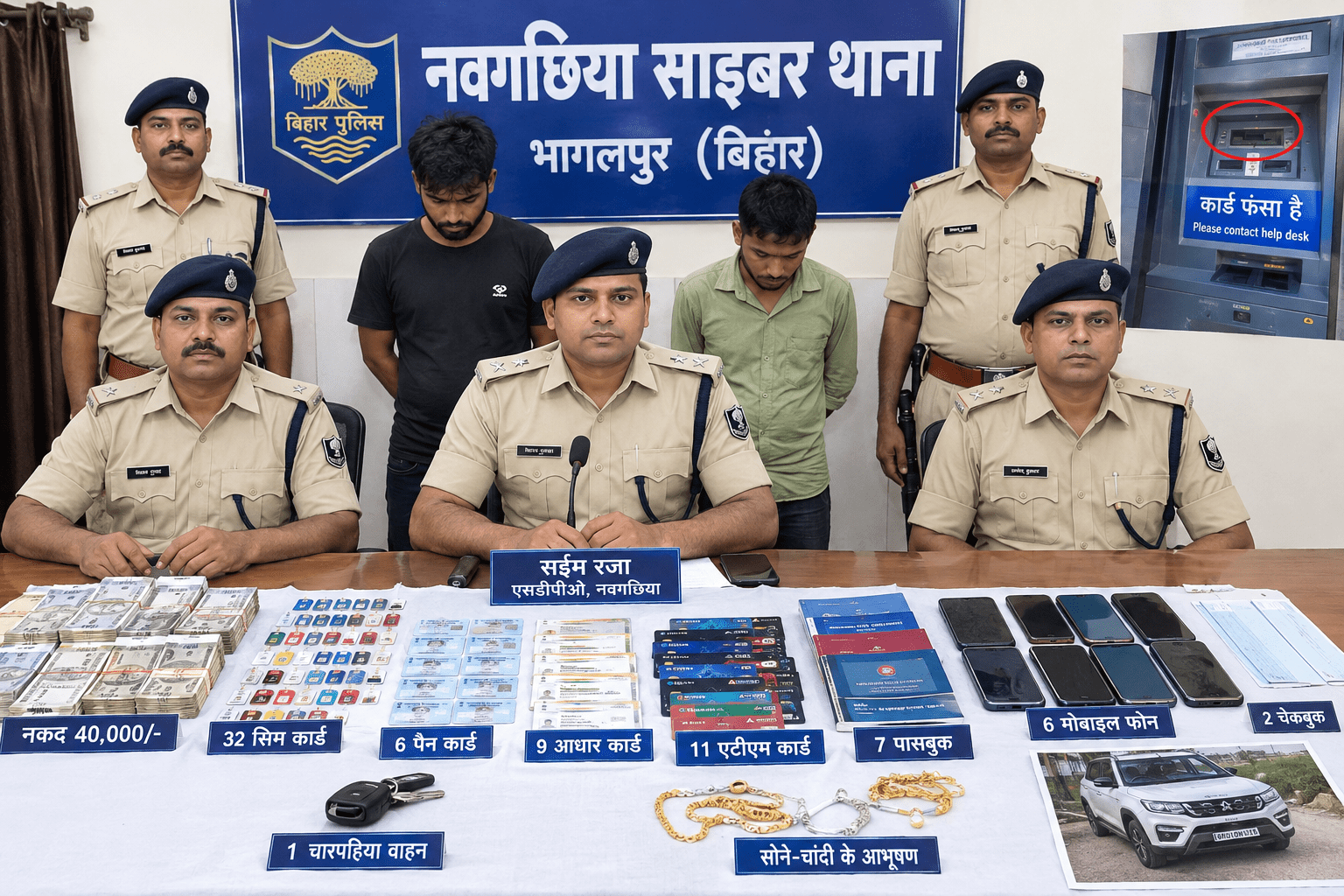 एटीएम में कार्ड फंसने के बहाने साइबर ठगी करने वाले गिरोह का खुलासा, दो गिरफ्तार
