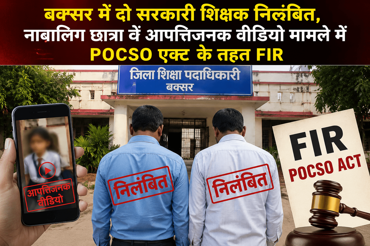 बक्सर में दो सरकारी शिक्षक निलंबित, नाबालिग छात्रा के आपत्तिजनक वीडियो मामले में POCSO एक्ट के तहत FIR