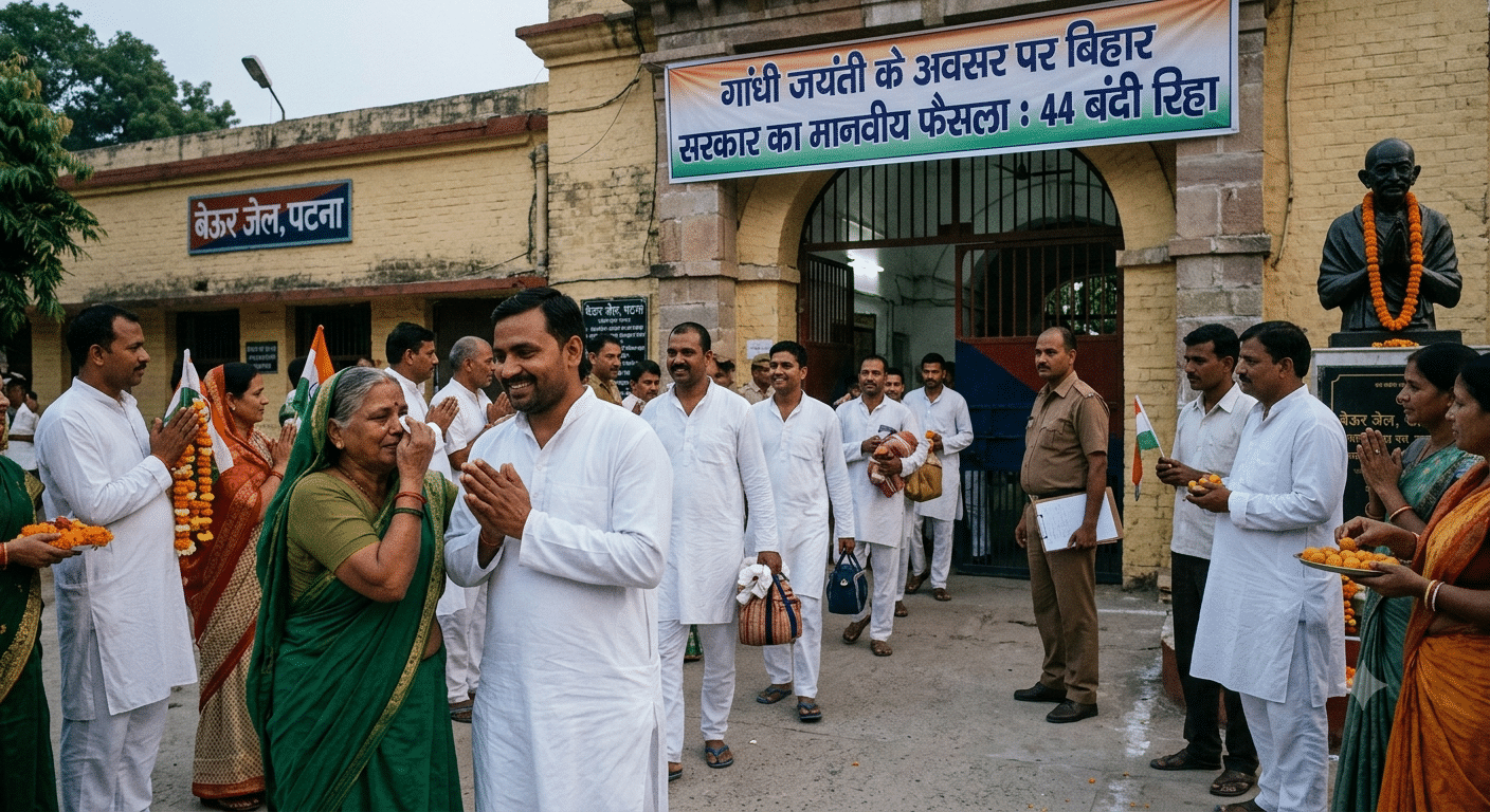 गांधी जयंती पर बिहार सरकार का बड़ा फैसला, 44 बंदियों को मानवीय आधार पर मिलेगी रिहाई