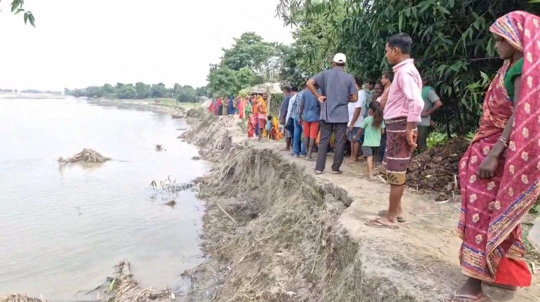 कोशी का कहर जारी, बकुनिया पंचायत में नदी के कटाव से ग्रामीणों में दहशत, उजड़ रहे लोगों के आशियाने