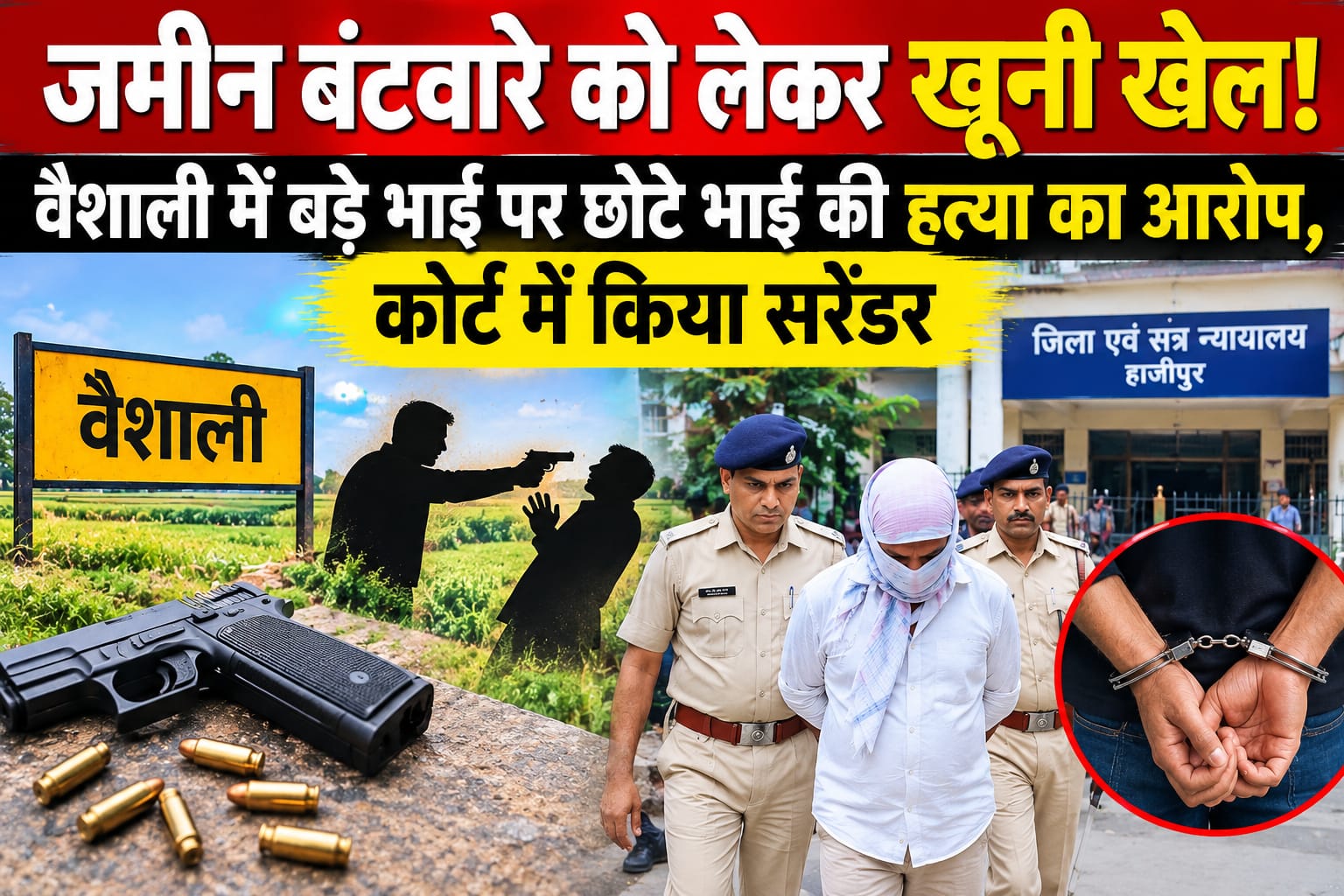 वैशाली में जमीन विवाद में सगे भाई की हत्या, पूर्व सैनिक बड़े भाई पर गोली मारने का आरोप